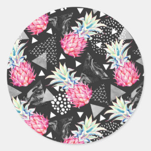 Sticker Rond Patters de Textured Triangle Pineapple