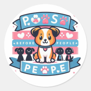 Sticker Rond Pattes avant les gens Amateur de chiens mignons