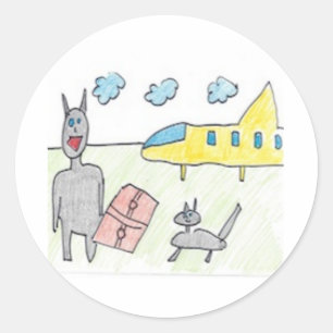 Sticker Rond Patty le chat noir obtient un visiteur