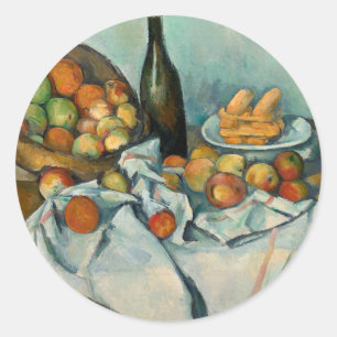 Sticker Rond Paul Cezanne Panier de Pommes Nature morte vintage