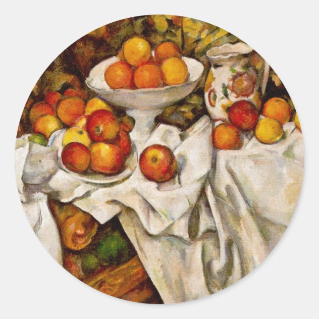 Sticker Rond Paul Cezanne Pommes Oranges Impressionnisme (Devant)