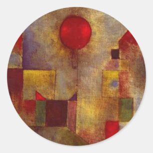 Sticker Rond Paul Klee Red Balloon Abstrait Coloré Art 