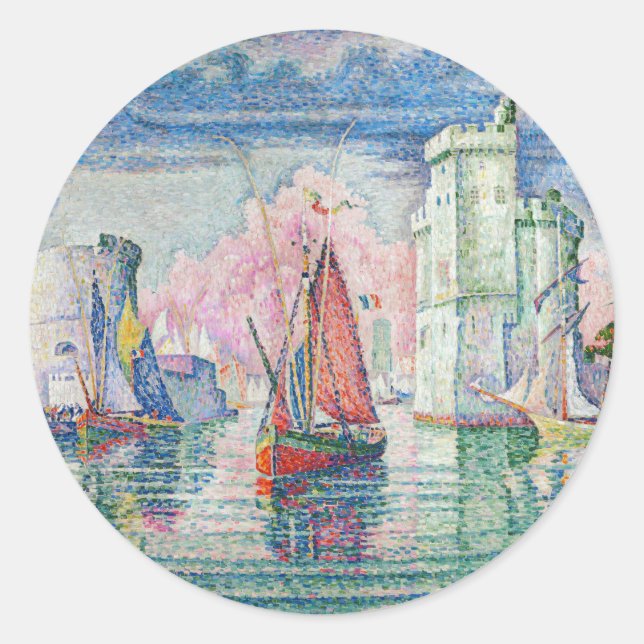 Sticker Rond Paul Signac - Entrée du port de La Rochelle (Devant)