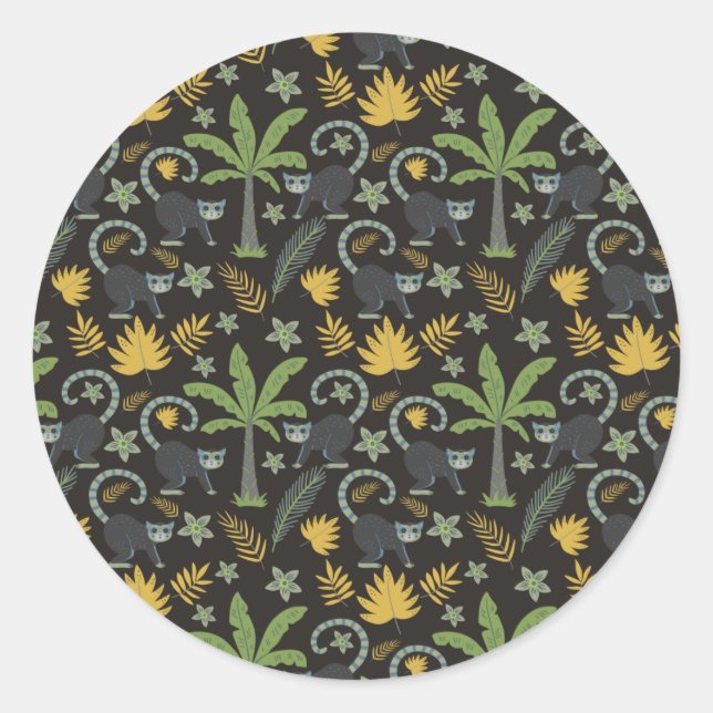 Sticker Rond Paume de singe motif sans soudure (Devant)