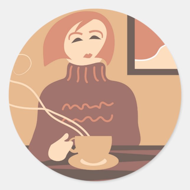 Sticker Rond Pause café (Devant)