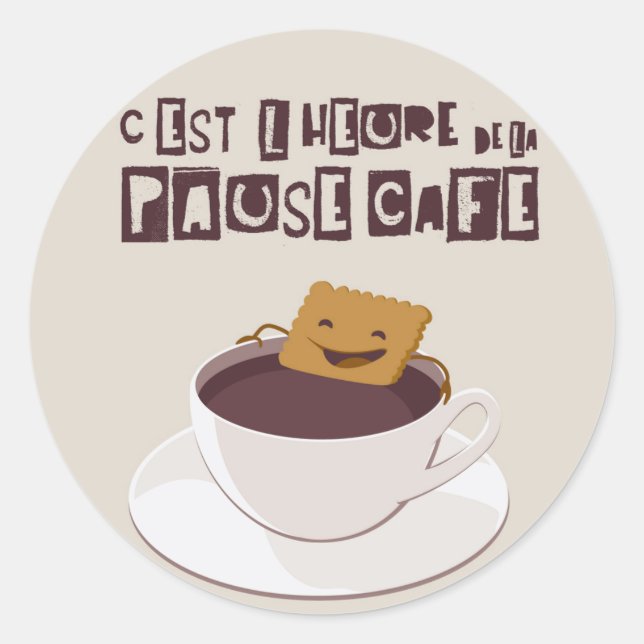 Sticker Rond Pause café (Devant)