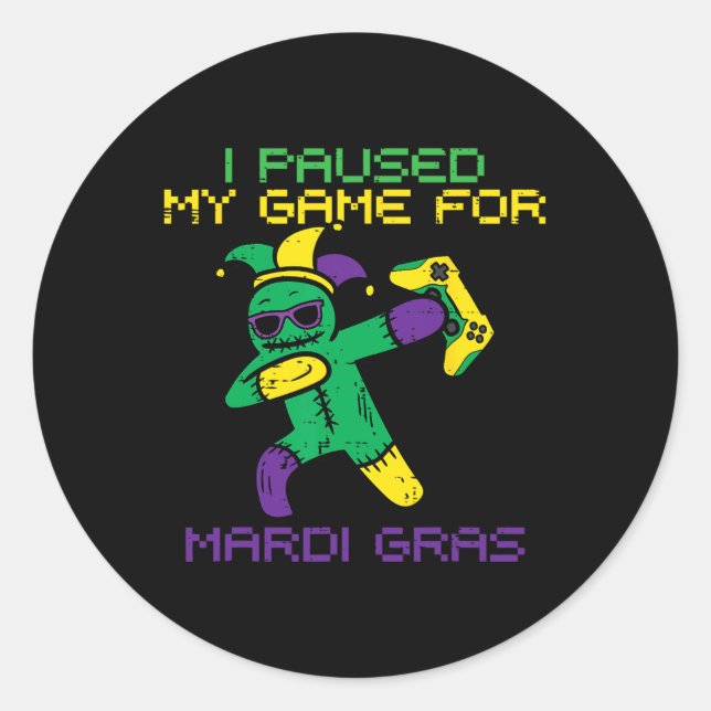 Sticker Rond Pause Mon Jeu Pour Mardi Gras Jester Dab Jeunes Ho (Devant)