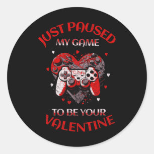 Sticker Rond Pause Mon Jeu Valentines Jour Vidéo Jeu Hommes Gar