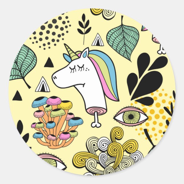 Sticker Rond Pauvre licorne (Devant)