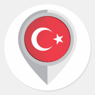Sticker Rond Pavillon de localisation de Turkiye Pin