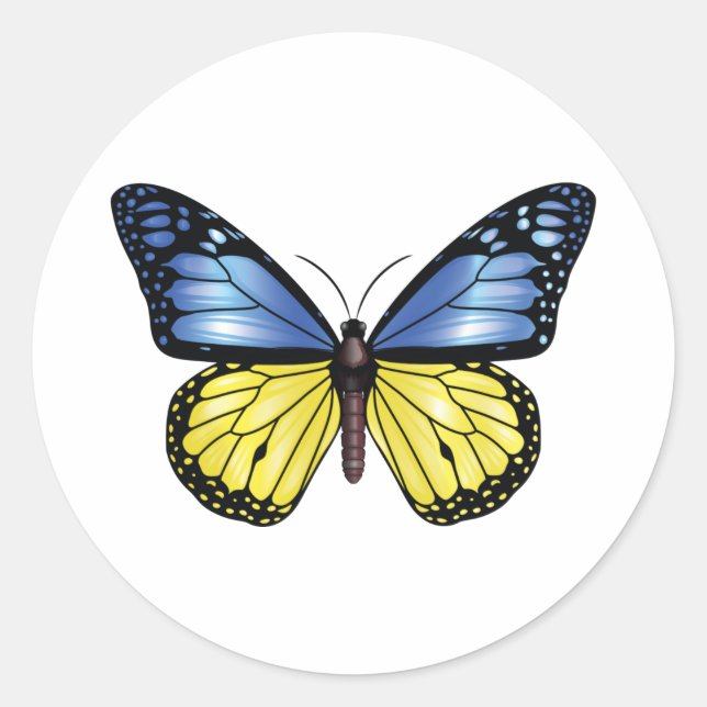 Sticker Rond Pavillon monarque papillon ukrainien Tri-Blend (Devant)