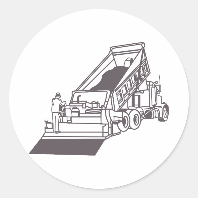 Sticker Rond Paving Truck Outline (Devant)