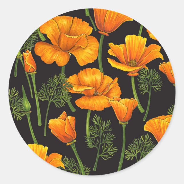 Sticker Rond Pavot de Californie (Devant)