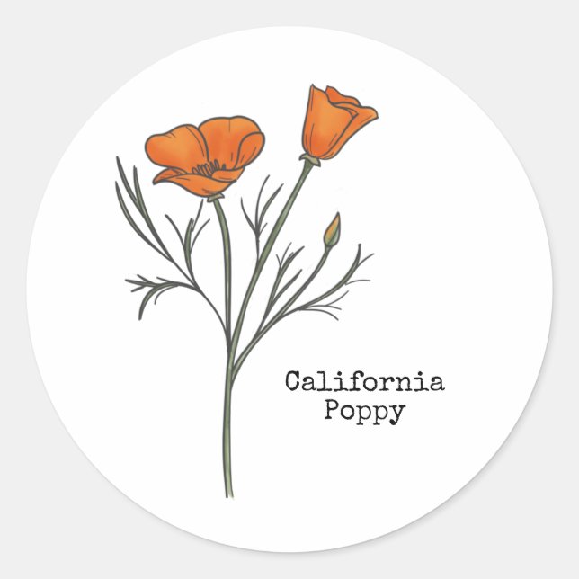 Sticker Rond Pavot de Californie (Devant)