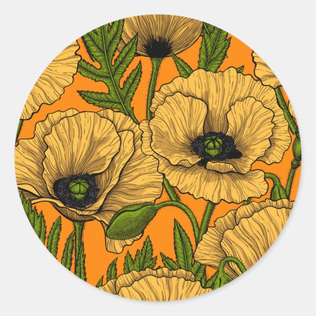 Sticker Rond Pavot jaune (Devant)