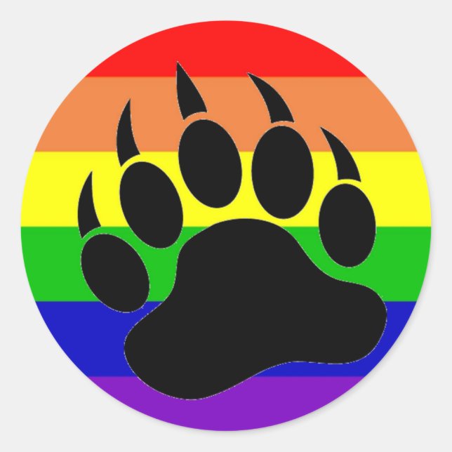 Sticker Rond Paw à ours gay pride (Devant)