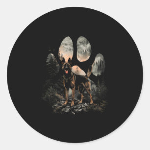 Sticker Rond Paw Belge Malinois Chien Maman Papa Montagnes Couc