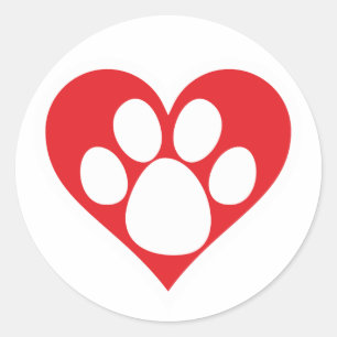Sticker Rond Paw Chien Coeur (foncé)