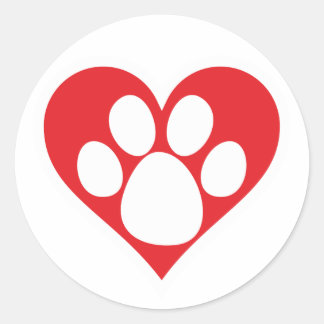 Sticker Rond Paw Chien Coeur (foncé)