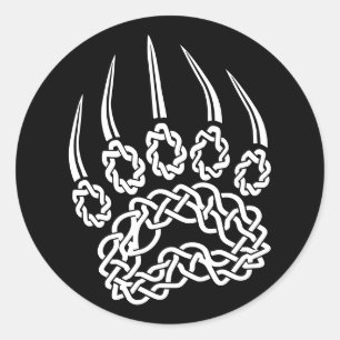 Sticker Rond Paw d'ours blanc tribal