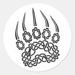 Sticker Rond Paw d'ours noir tribal