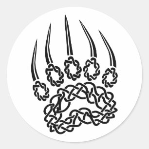 Sticker Rond Paw d'ours noir tribal
