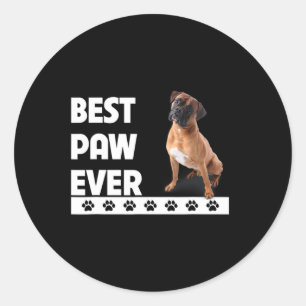 Sticker Rond Paw Ever Boxer Bulldog Papa Fêtes des pères Amoure
