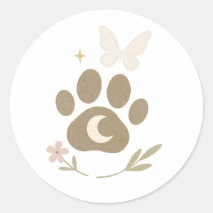 Sticker Rond Paw Mémorial avec Lune & Papillon - Sympathie
