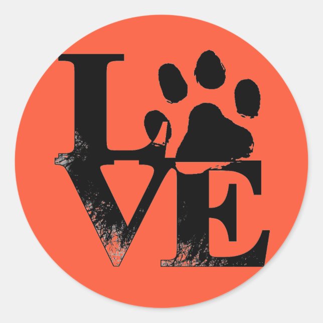 Sticker Rond Paw pour animal de compagnie dans LOVE (Devant)