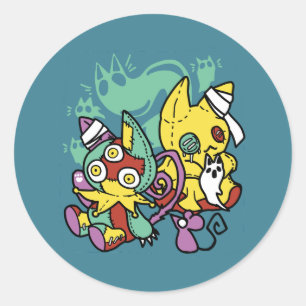 Sticker Rond Paw-sitivement Effrayant   Chats Monstrueux Hallow