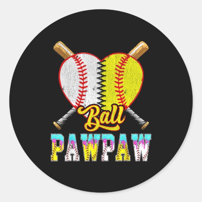 Sticker Rond Pawpaw des deux moitiés baseball softball glace (Devant)