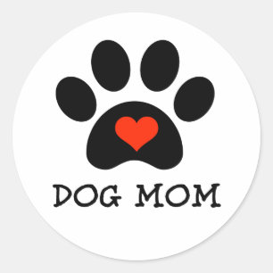 Sticker Rond Pawprint Chien Maman