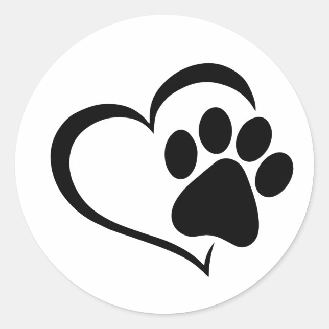 Sticker Rond PawPrint et Heart Design (Devant)