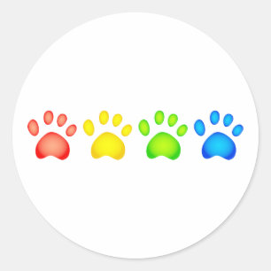 Sticker Rond Paws colorés