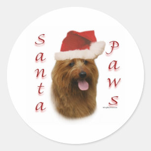 Sticker Rond Paws de Terrier Père Noël