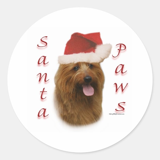 Sticker Rond Paws de Terrier Père Noël (Devant)