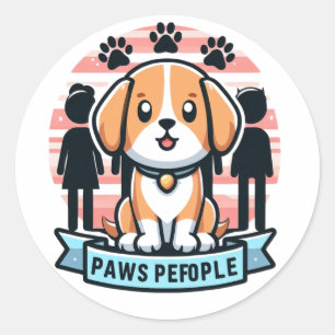 Sticker Rond Paws Pefpeople mignon chien et l'égalité des humai