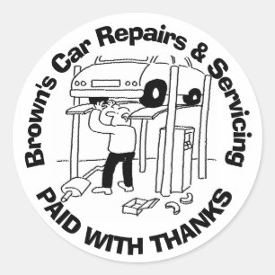 Sticker Rond Payé Avec Remerciements Réparations Et Entretien D