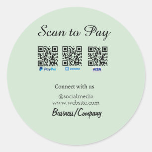 Sticker Rond paypal venmo carte visa scan pour payer QR médias