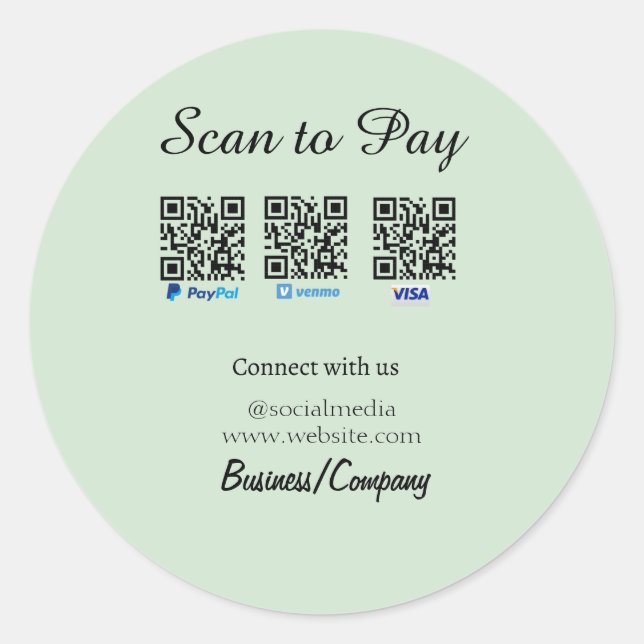 Sticker Rond paypal venmo visa card scan to pay QR social media (Devant)