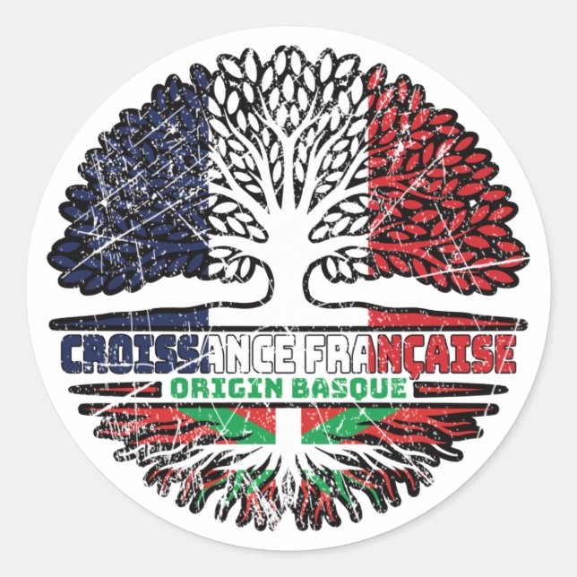Sticker Rond Pays basque Basque France Arbre Racines (Devant)