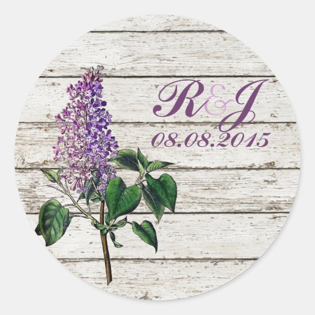 Sticker Rond pays blanc grange bois violet lilas mariage (Devant)