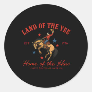 Sticker Rond Pays Cowboy Rodeo Patriotique Usa Western Terre De