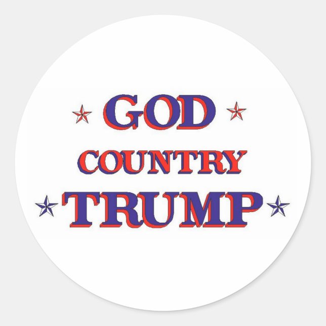 STICKER ROND PAYS DE DIEU TRUMP (Devant)