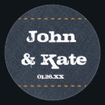 Sticker Rond Pays Denim Jean Rustic Parti occidental Favoriser<br><div class="desc">Pays Denim Jean Rustic Parti occidental Faveur. Customisez avec tout texte.</div>