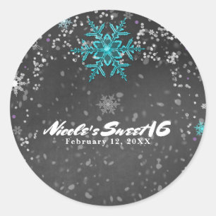 Sticker Rond Pays des merveilles d'hiver craie sarcelle et viol