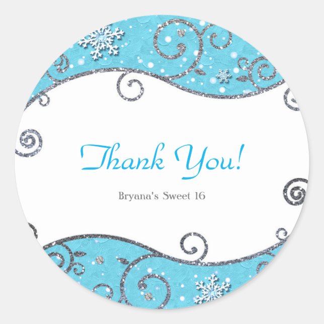 Sticker Rond Pays des merveilles d'hiver Tourbillons d'argent b (Devant)