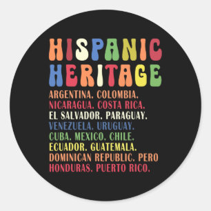 Sticker Rond Pays du Mois du patrimoine hispanique Les noms