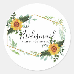 Sticker Rond Pays Fleurs de soleil rustiques Vert Budget Mariag