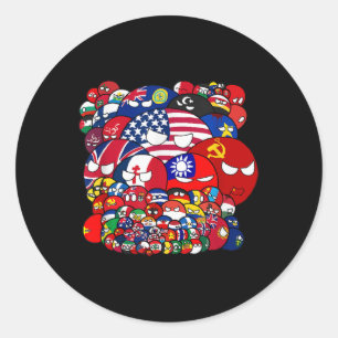 Sticker Rond Pays Guerre Mondiale drôle